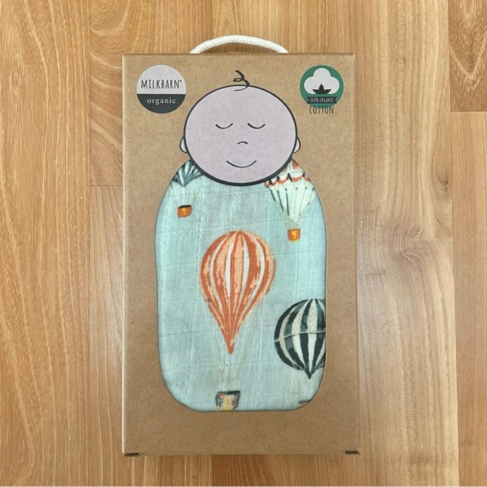 Milkbarn Organic Cotton Muslin Swaddle Blanket - Vintage Balloons New In Box